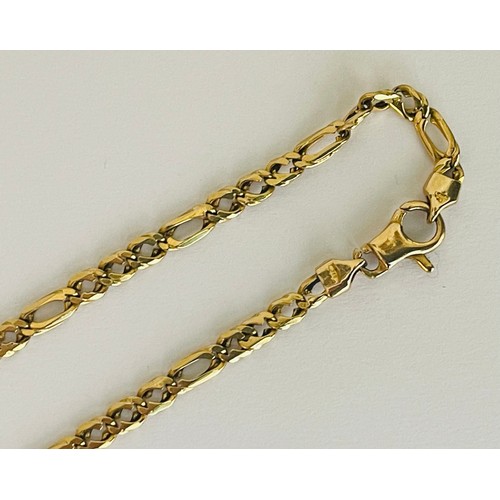 381 - YELLOW GOLD 9CT CONCAVE FIGARO NECKLACE -APPROX. 60CMS - 14.1GRAMS