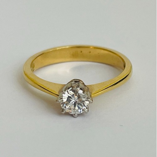 385 - 18CT YELLOW GOLD ROUND CUT DIAMOND SOLITAIRE - H/M BIRMINGHAM 1995 - DIAMOND APPROX 0.4CT WT APPROX ... 