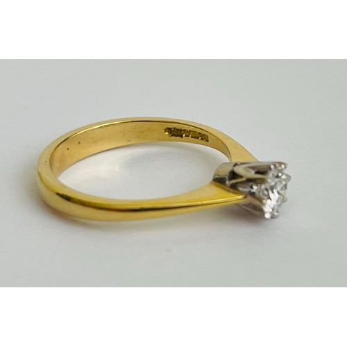 385 - 18CT YELLOW GOLD ROUND CUT DIAMOND SOLITAIRE - H/M BIRMINGHAM 1995 - DIAMOND APPROX 0.4CT WT APPROX ... 