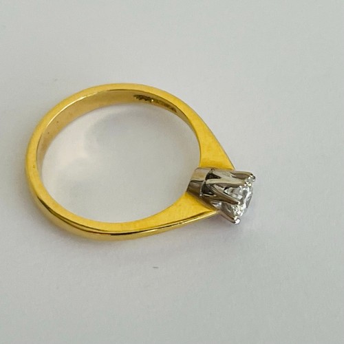 385 - 18CT YELLOW GOLD ROUND CUT DIAMOND SOLITAIRE - H/M BIRMINGHAM 1995 - DIAMOND APPROX 0.4CT WT APPROX ... 