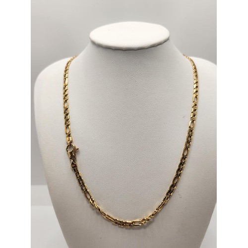 381 - YELLOW GOLD 9CT CONCAVE FIGARO NECKLACE -APPROX. 60CMS - 14.1GRAMS