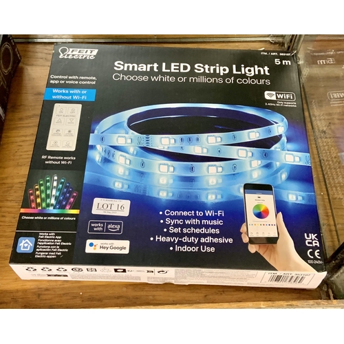 16 - FEIT ELECTRIC 5M SMART LED STRIPLIGHT WITH R/C - WORKS WITH GOOGLE, ALEXA, APP ETC.