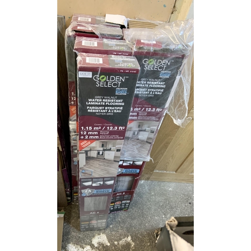 35 - 7 X BOXES OF GOLDEN SELECT GREY WALNUT LAMINATE FLOORING  - 12MM PLUS 2MM UNDERLAY - EACH BOX 1.15 S... 