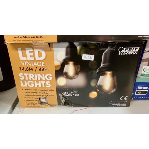 96 - BOXED FEIT ELECTRIC LED VINTAGE 14.6M STRING LIGHTS WITH BULBS (CAN BE JOINED)