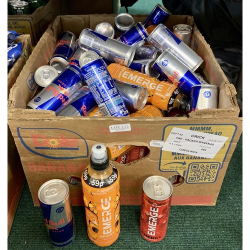 112 - BOX OF MIXED ENERGY DRINKS INC. RED BULL, ENERGISE AND BOOST