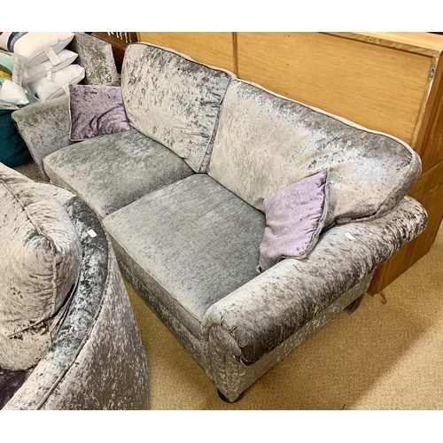 171 - CRUSHED VELVET 3 SEATER SOFA WITH SCATTER CUSHIONS