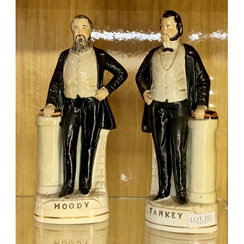 181 - A RARE PAIR OF STAFFORDSHIRE PORTRAIT FIGURES OF MOODY AND SANKEY, MARKED MOODY AND SANKEY TO FRONT ... 