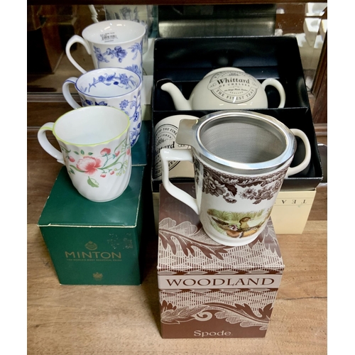 197 - A SELECTION OF BOXED TEA CUPS INC. BOXED WHITTARD TEA FOR TWO CUP AND TEAPOT SET, AYNSLEY, SPODE, MI... 