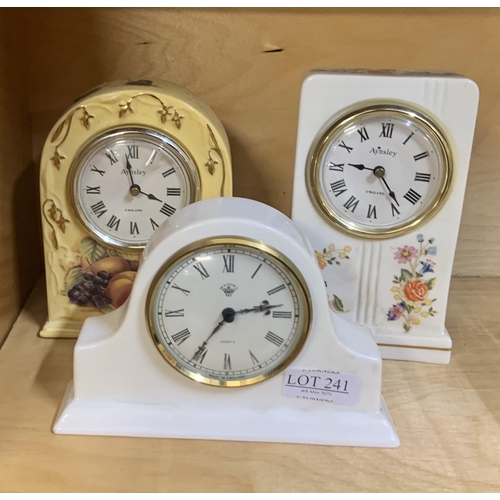 241 - SET OF 3 MANTLE CLOCKS INC. AYNSLEY AND MASONS INC 'ORCHARD GOLD'