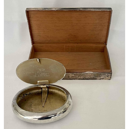 351 - SILVER CIGARETTE BOX & SILVER ASHTRAY - BOC H/M LONDON (NOTES: LINED & WEIGHTED - DATE & MAKERS MARK... 