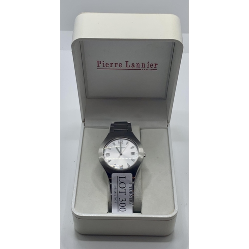 300 - BOXED PIERRE LANIER STAINLESS STEEL WRIST WATCH