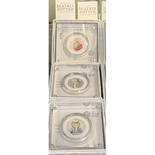 331 - ROYAL MINT CELEBRATING BEATRIX POTTER & HER LITTLE TALES 2017 UK 50P SILVER PROOF COINS - FOUR (4) -... 