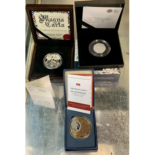 333 - HISTORIC COINS -INCL .2015 800TH ANNIVERSARY OF MAGNA CARTA £5 SILVER PROOF COINS -BOX & COA, ROYAL ... 