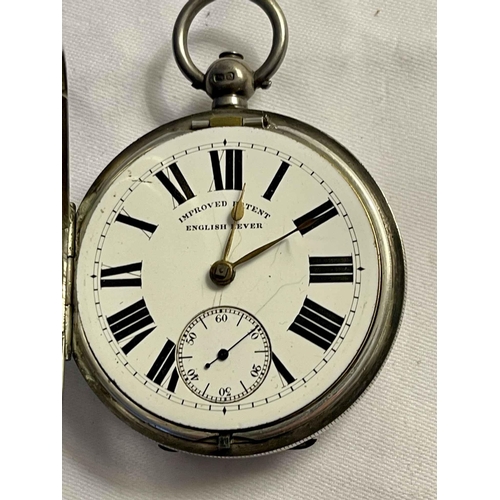 393 - IMPROVED PATENT ENGLISH LEVER POCKETWATCH - H/M CHESTER 1904 - M/M: ?'P.H. WHITE ENAMEL DIAL WITH BL... 