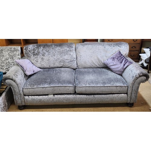 171 - CRUSHED VELVET 3 SEATER SOFA WITH SCATTER CUSHIONS