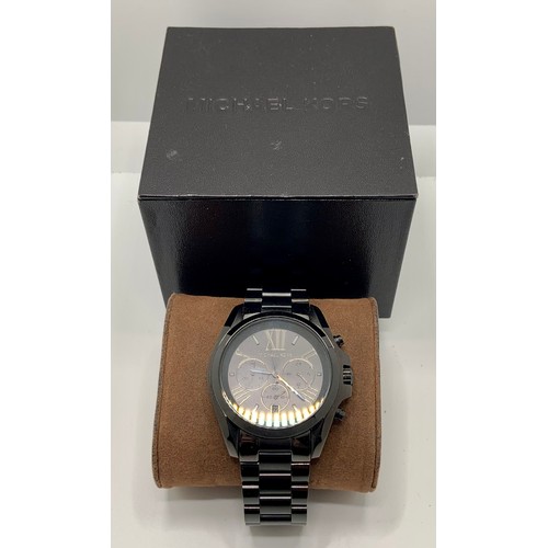 339 - MICHAEL KORS MK5550 BRADSHAW BLACK DIAL WRISTWATCH WITH BOX, TAG & BOOKLET - QUART -RUNNING BUT NOT ... 