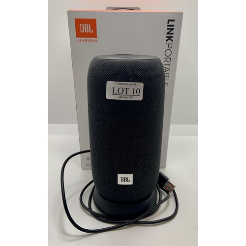 10 - BOXED JBL LINK PORTABLE BLUETOOTH SPEAKER WITH CHARGER