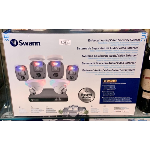 15 - BOXED SWANN ENFORCER AUDIO/VIDEO SECURITY SYSTEM - EXPANDABLE 6 CAMERA VIDEO/AUDIO WITH CONTROLLABLE... 