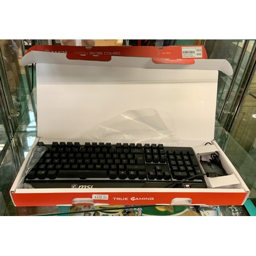 21 - BOXED MSI VIGOR GK30  COMBO GAMING KEYBOARD AND MOUSE