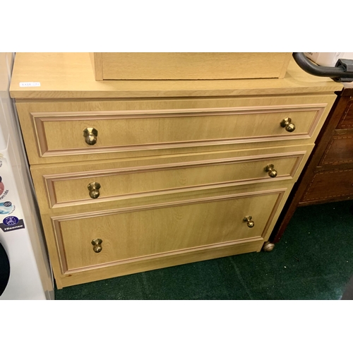 221 - CHEST OF 3 DRAWERS - BEECH EFFECT - 77CMW X 50CMD X 74CMT - TO MATCH ABOVE