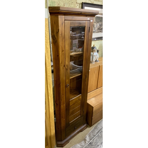 238 - OAK FURNITURE LAND - DARK OAK CORNER DISPLAY CABINET WITH 5 SHELVES