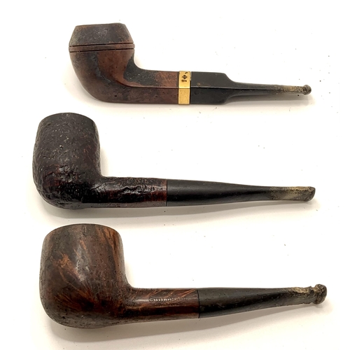 302 - A DUNHILL PIPE, A GUILDHALL PIPE AND A SILVER COLLARED PIPE