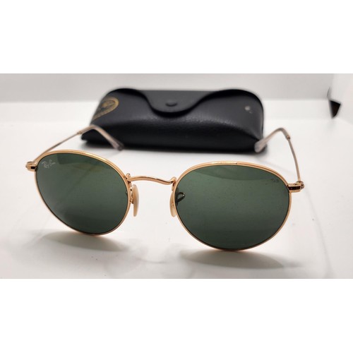 23A - RAYBAN UNISEX ROUND METAL SUNGLASSES 50021 WITH CASE