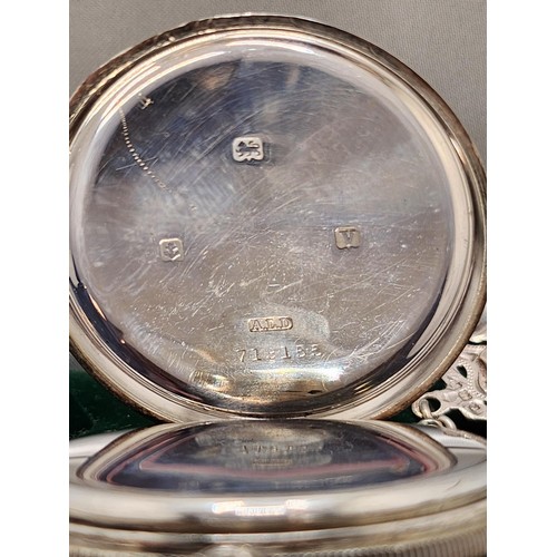 205 - BOXED SILVER HUNTER POCKET WATCH ON CHAIN MARKED LIMIT NO.2 NON-MAGNETIC TO DIAL AND 15 JEWELS LIMIT... 