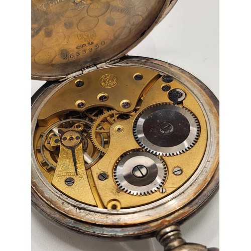 211 - 'TIME THE DAY' SILVER HUNTER POCKET WATCH WITH ATLAS WORKS H/M 925 - WOUND AND RAN