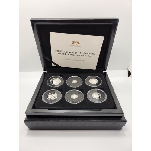 223 - BOXED 2021 50TH ANNIVERSARY OF DECIMALISATION FINE SILVER PROOF COIN COLLECTION WITH COA