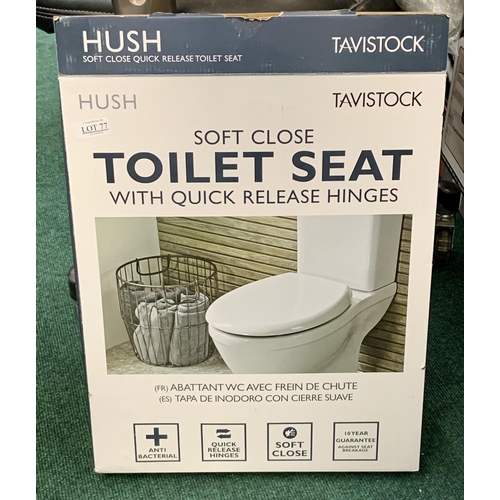 77 - BOXED TAVISTOCK SOFT CLOSE TOILET SEAT WITH QUICK RELEASE HINGES