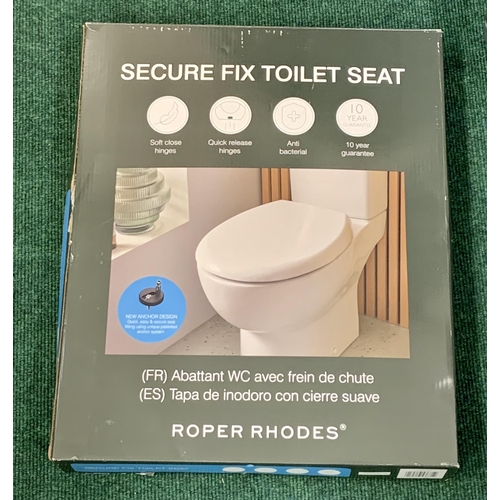 78 - BOXED ROPER RHODES SECURE FIX SOFT CLOSE TOILET SEAT WITH FITTINGS