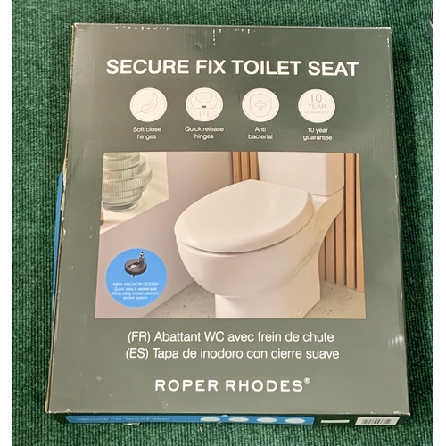 79 - BOXED ROPER RHODES SECURE FIX SOFT CLOSE TOILET SEAT WITH FITTINGS