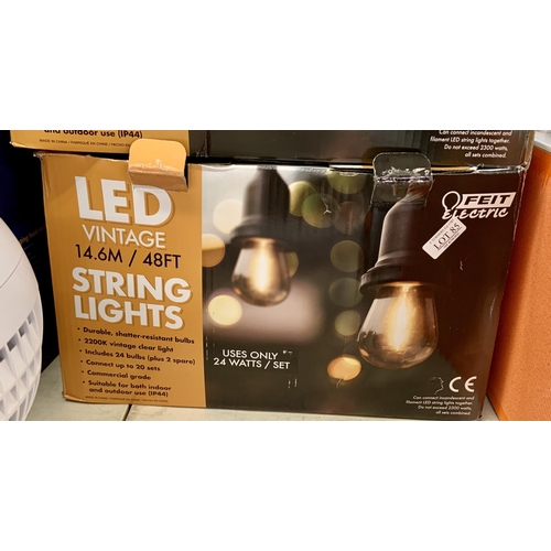 85 - BOXED SET OF FEIT ELECTRIC LED VINTAGE 48FT STRING LIGHTS WITH BULBS - CAN BE ATTACHED TO OTHER SETS