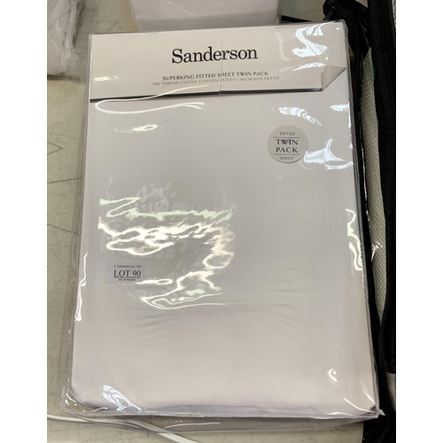 90 - PACKAGED SANDERSON TWO PACK SUPERKING FITTED SHEETS - 300 THREAD COUNT SATEEN - 36CM BOX DEPTH