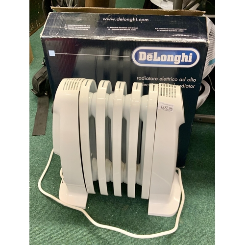 98 - BOXED DELONGHI SMALL OIL FILLED RADIATOR