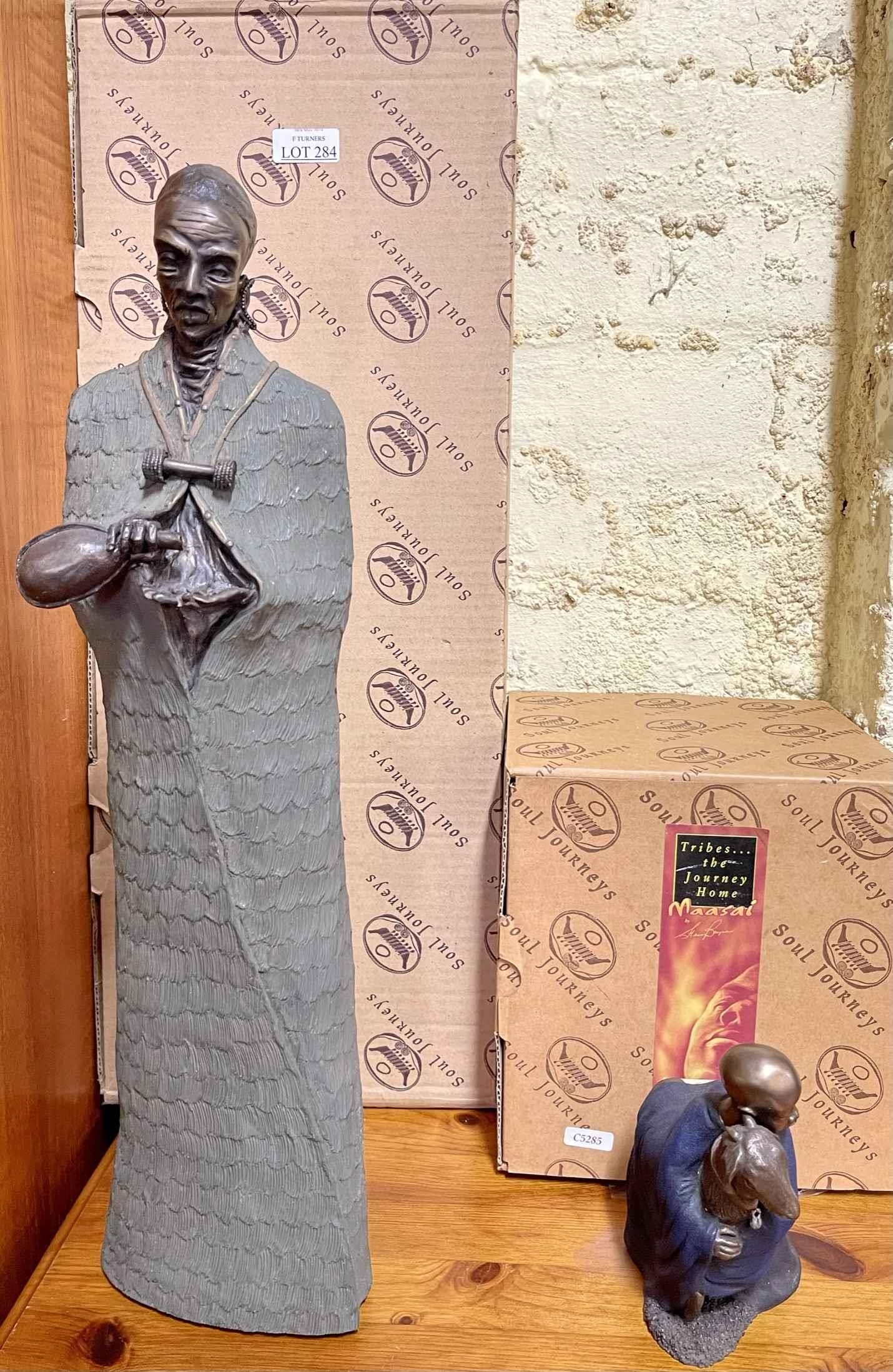2 X MASAI SOUL JOURNEY FIGURINES BOXED TITLED 'LITTLE SHEPHERD