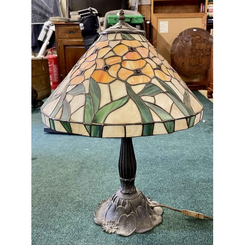 399 - A LARGE LIBERTY STYLE TABLE LAMP AND SHADE - 65CM HIGH