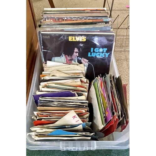 406 - LARGE QTY OF VINTAGE LP AND SINGLE RECORDS INC. ELVIS, JIM REEVES, MARLENE DIETRICH, CONNIE FRANCIS,... 