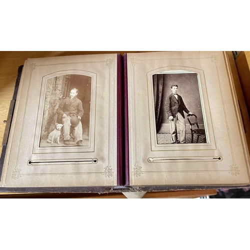 409 - A CABINET PHOTO ALBUM OF VICTORIAN PORTRAITS - APPROX 22 PORTRAITS C. 1870