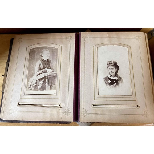 409 - A CABINET PHOTO ALBUM OF VICTORIAN PORTRAITS - APPROX 22 PORTRAITS C. 1870