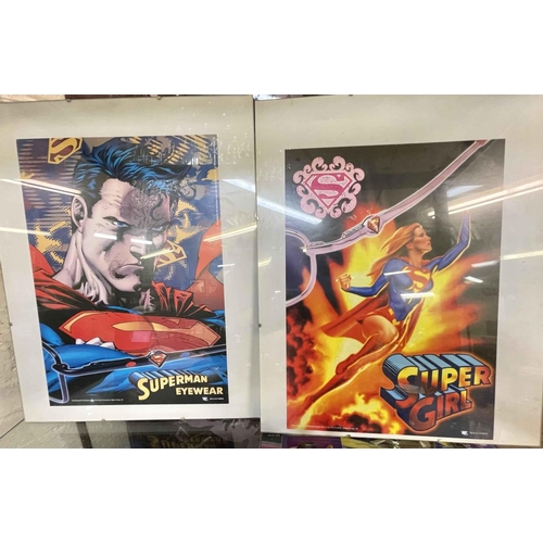 412 - A PAIR OF DC COMICS WALL POSTERS SUPERMAN AND SUPERGIRL - 40CM X 50CM FRAME SIZE