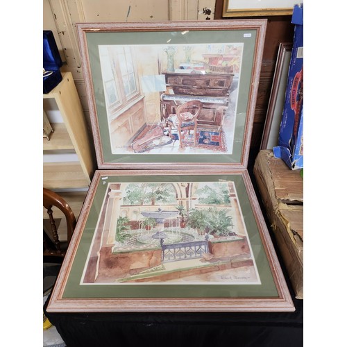 288 - The Music Room and Plaza with Fountain.
by Richard Grerman
Two watercolours, signed lower left on Th... 