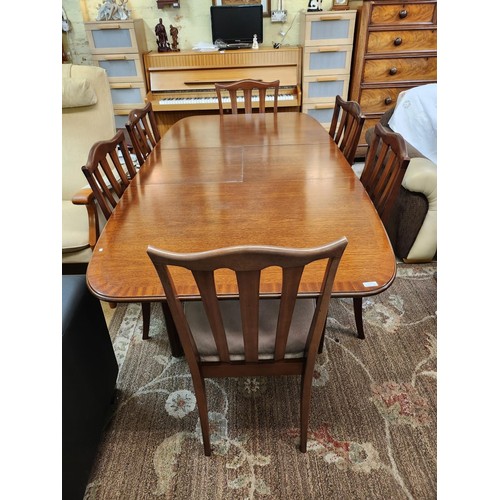 MAHOGANY HIGLOSS GPLAN RECTANGULAR EXTENDING DINING TABLE WITH 6