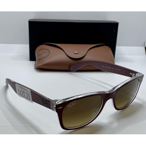 31 - PAIR OF RAYBAN SUNGLASSES NEW WAYFARERS - RB2132 - WITH BOX AND CASE - EX DISPLAY