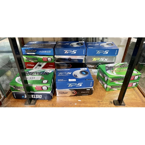 53 - 216 GOLF BALLS - INCL TITLEIST 4 BOXES = 48 BALLS, SRIXON 5 BOXES = 60 BALLS, TAYLORMADE 4 BOXES = 4... 