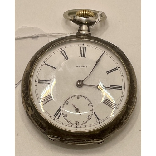 323 - OMEGA GRAND PRIX PARIS 1900 KEYLESS POCKETWATCH, WHITE DIAL MARKED 'OMEGA' SECONDARY DIAL AT 6, HING... 