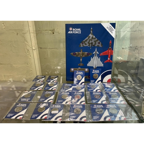 369 - A COLLECTION OF ROYAL AIR FORCE RAF COMMEMORATIVE 50P COINS IN BLISTER PACKS WITH COLLECTORS ALBUM -... 