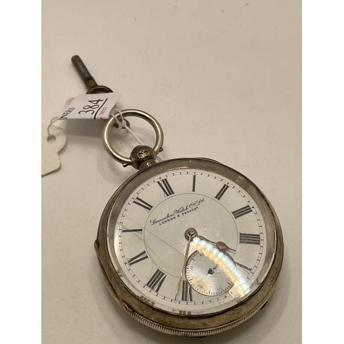 384 - LANCASHIRE WATCH CO LTD. LONDON AND PRESCOT SILVER HUNTER POCKET WATCH H.M. CHESTER 1900