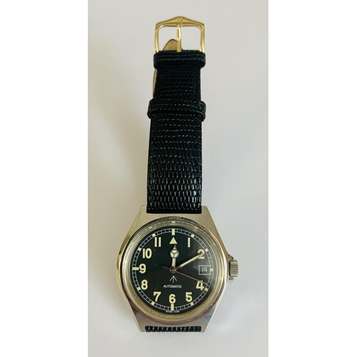 311 - OLLECH & WAJS M65 MILITARY WRISTWATCH, CHROME BEZEL WITH BLACK DIAL, DATE APERTURE AT 3, LUMINESCENT... 